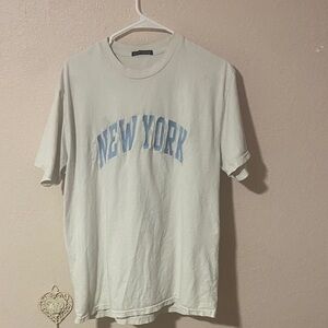 Brandy Melville New York Tee - Cream and Blue